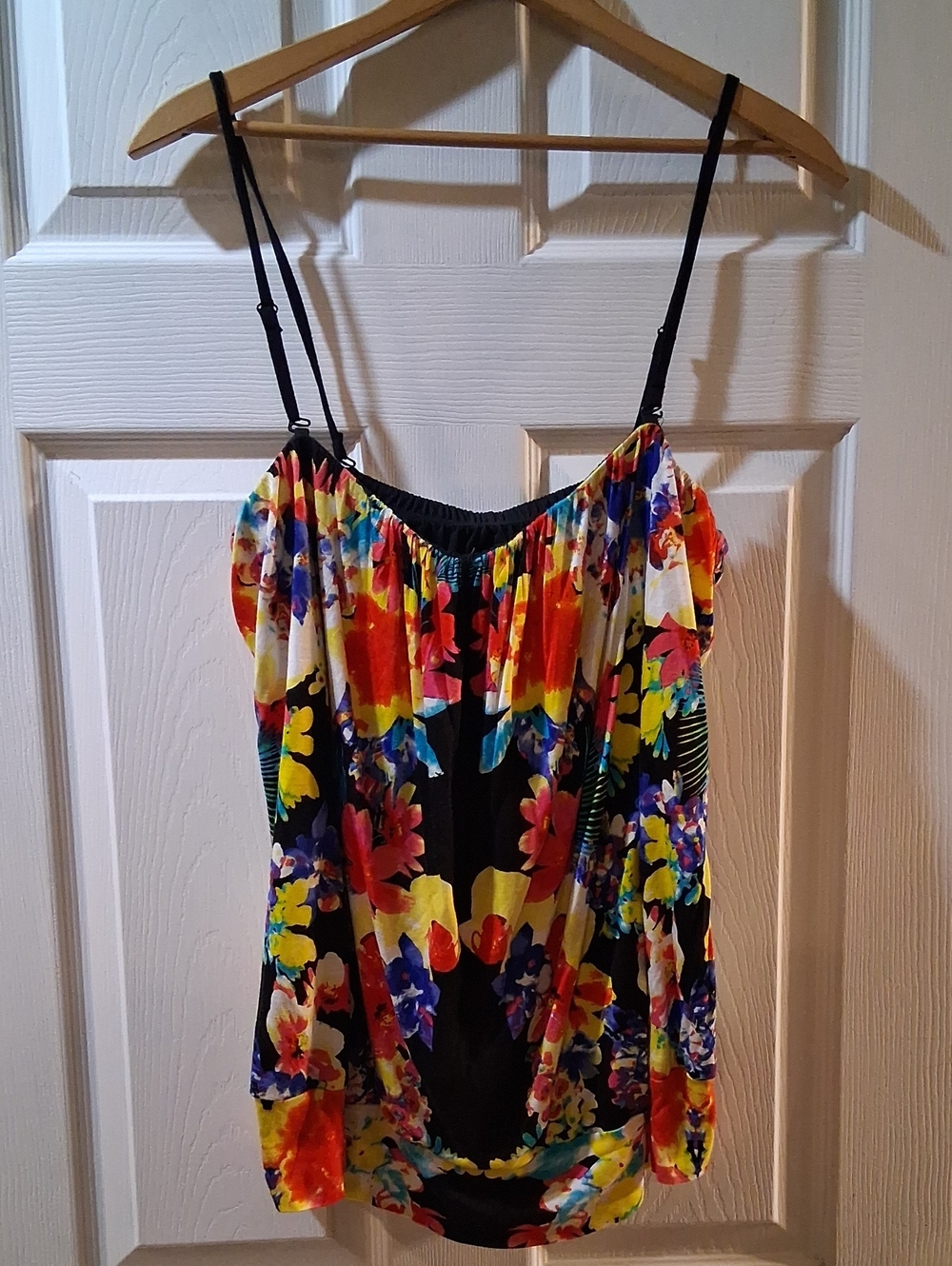 Lane Bryant Black Floral Tank with Multicolor Blooms